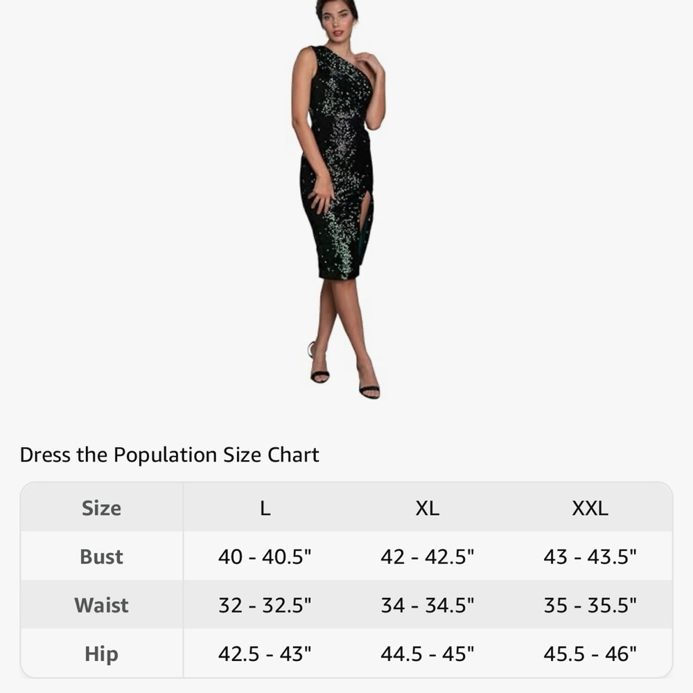 Dress the Population Black Sequin One Shoulder Cocktail Dress NWT Formal Evening - Picture 5 of 9